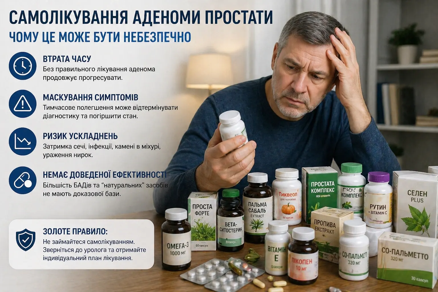 Самолікування та БАДи при аденомі простати