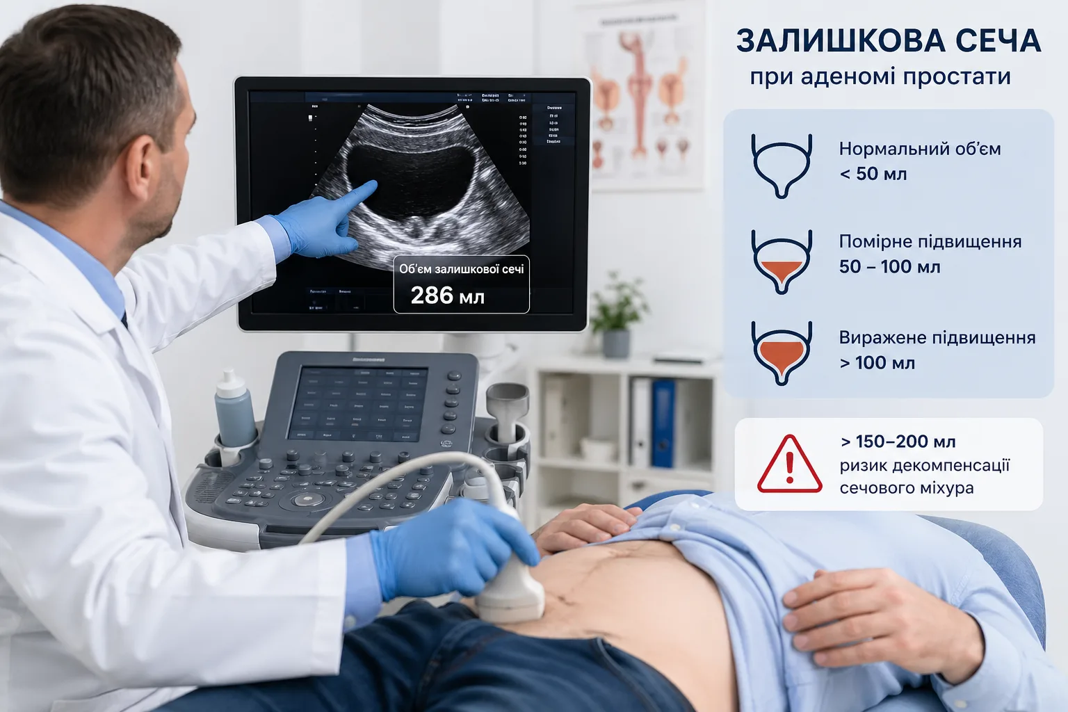Залишкова сеча та декомпенсація сечового міхура при аденомі простати